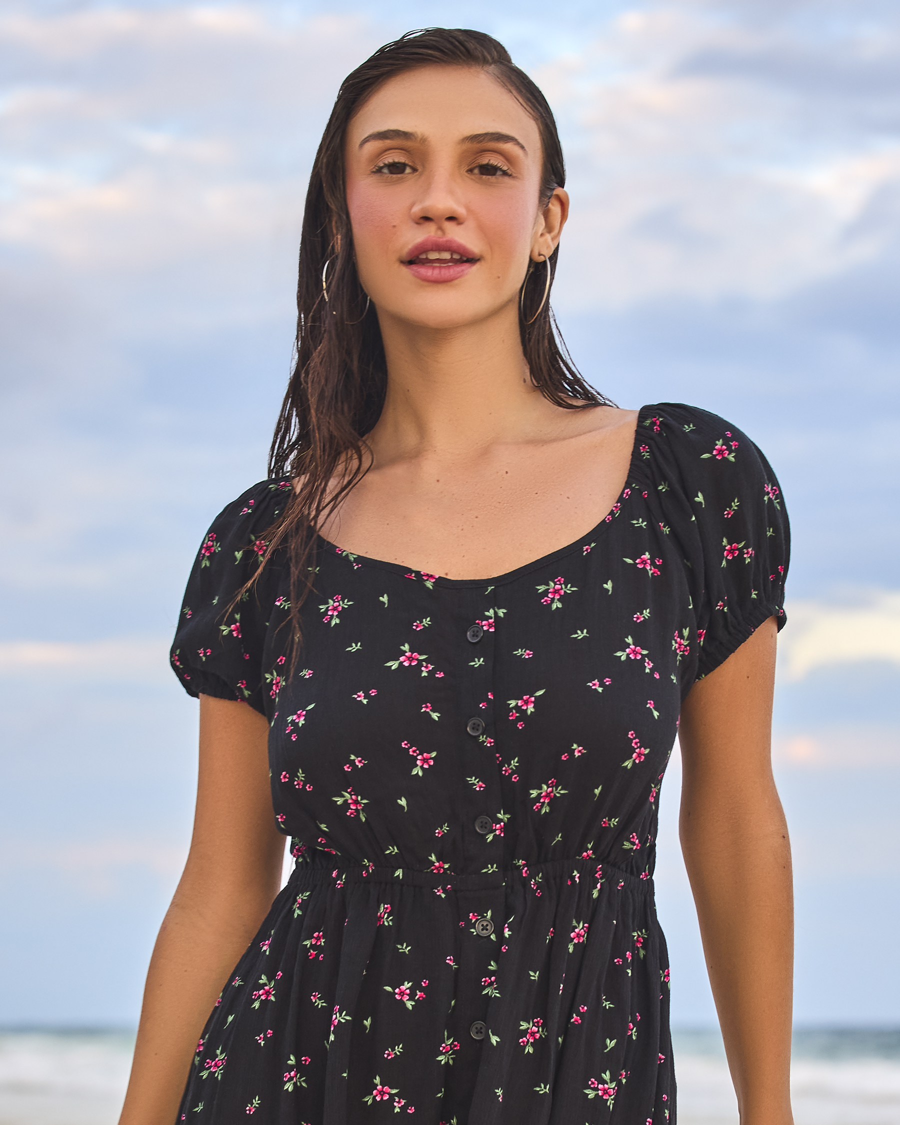 TROPIK Gauze Floral Dress Black 02300188 - View2