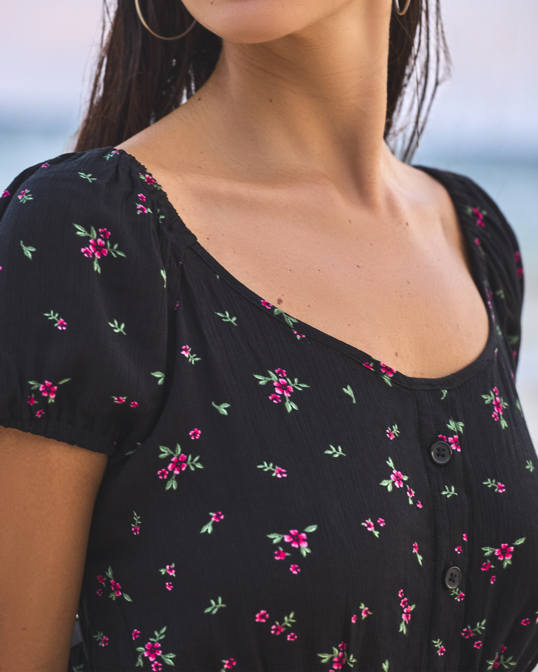 TROPIK Gauze Floral Dress Black 02300188 - View4