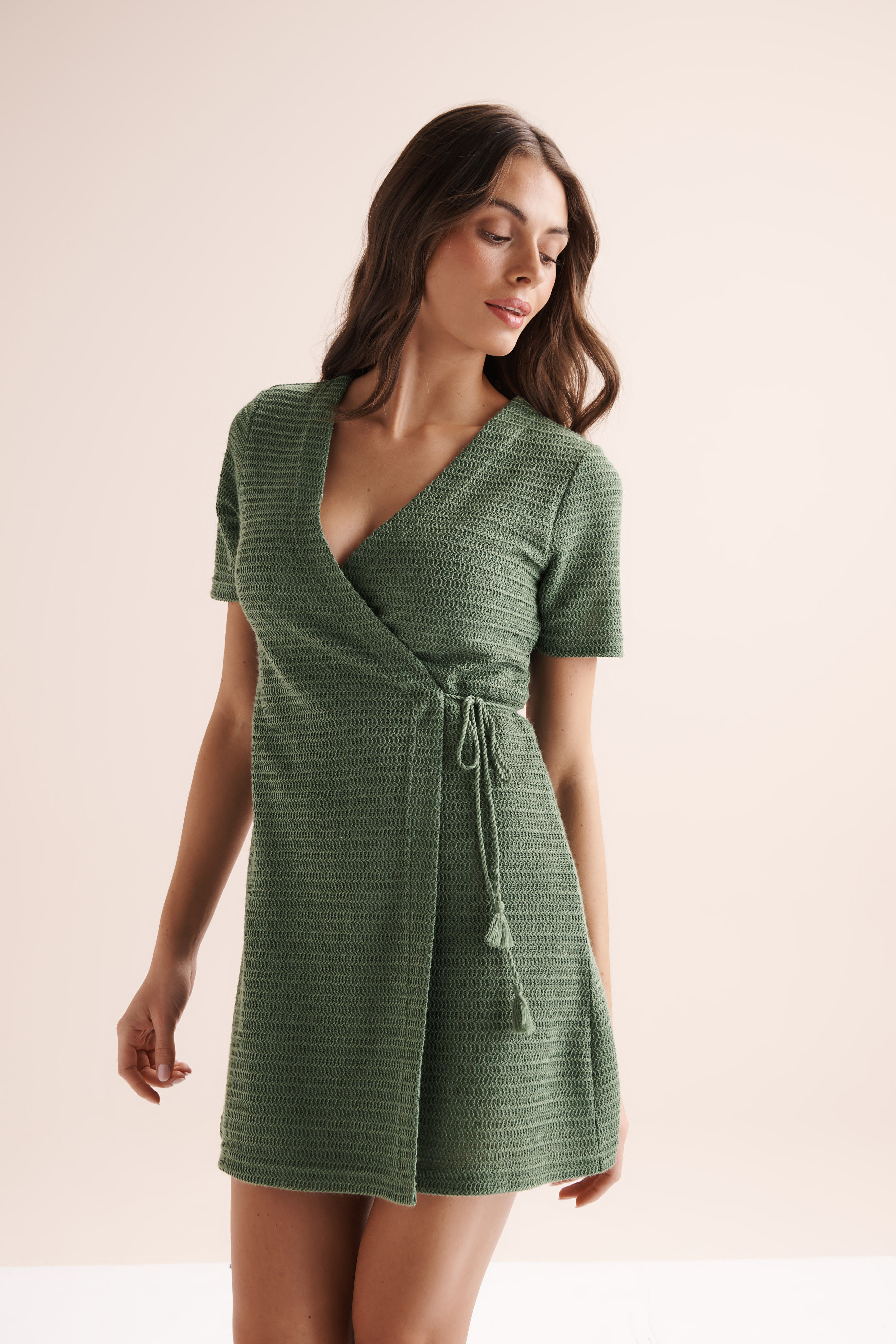 OFF THE BEACH Crochet Wrap Dress Green 02300195 - View5