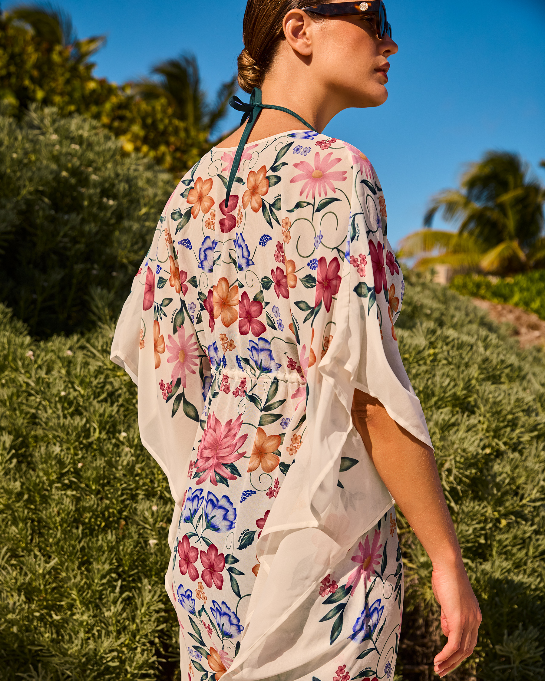 COSTA DEL REY Floral Chiffon Caftan Beige 02400063 - View2