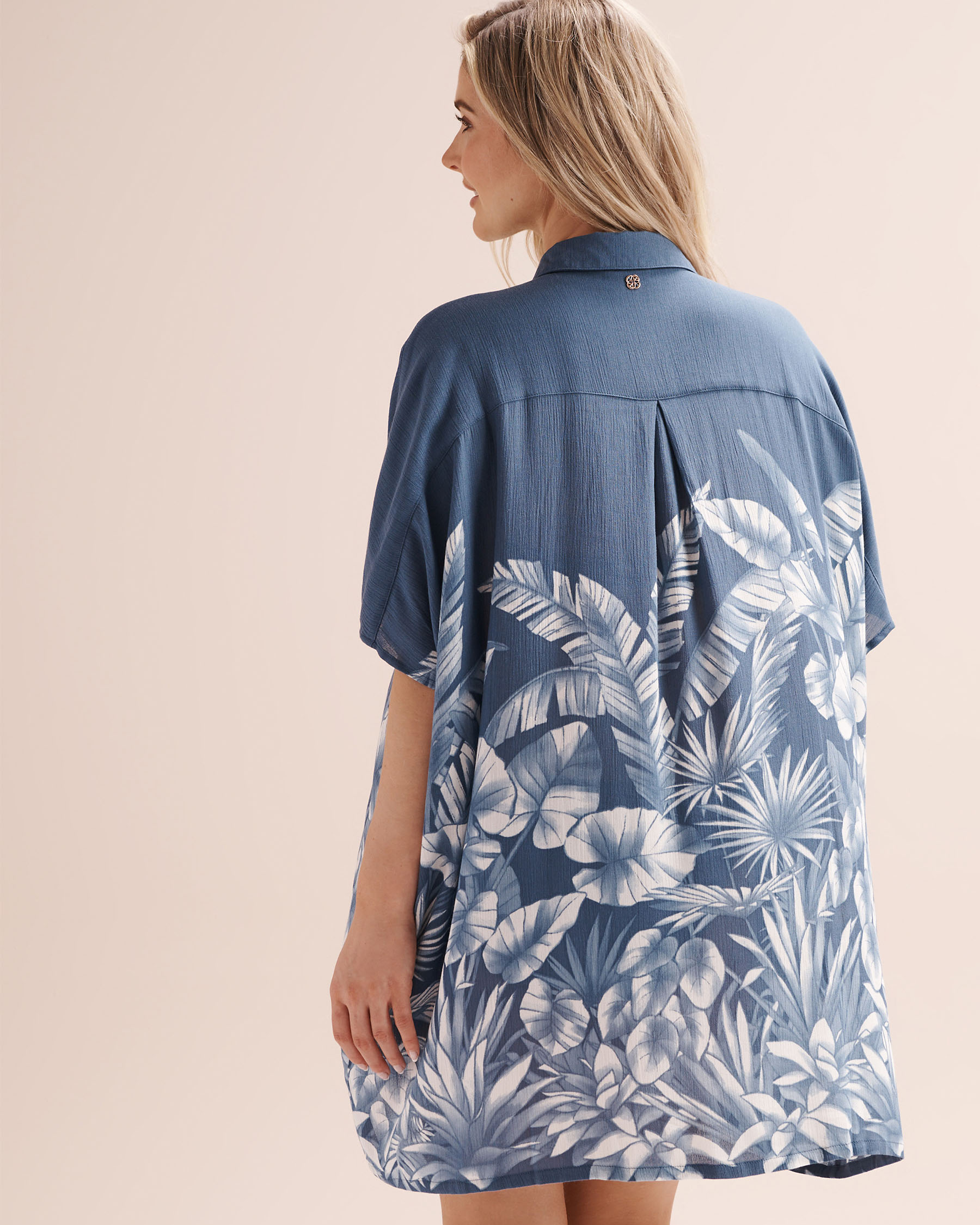 TURQUOISE COUTURE Foliage Textured Caftan Blue 02400062 - View3