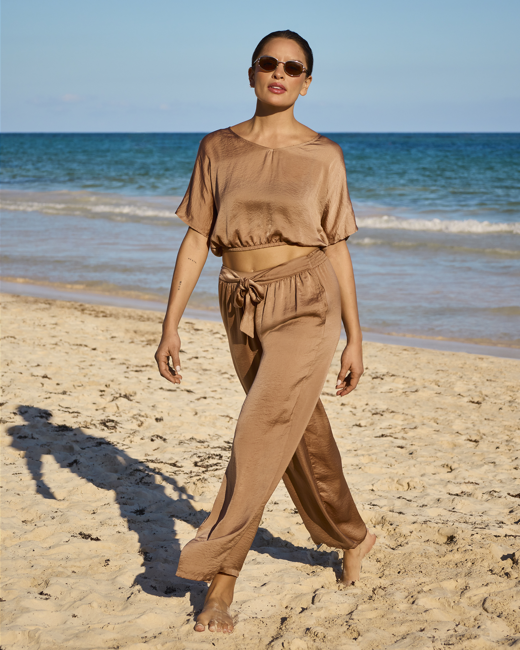 SANTEMARE Satin Pants Brown 02200115 - View1