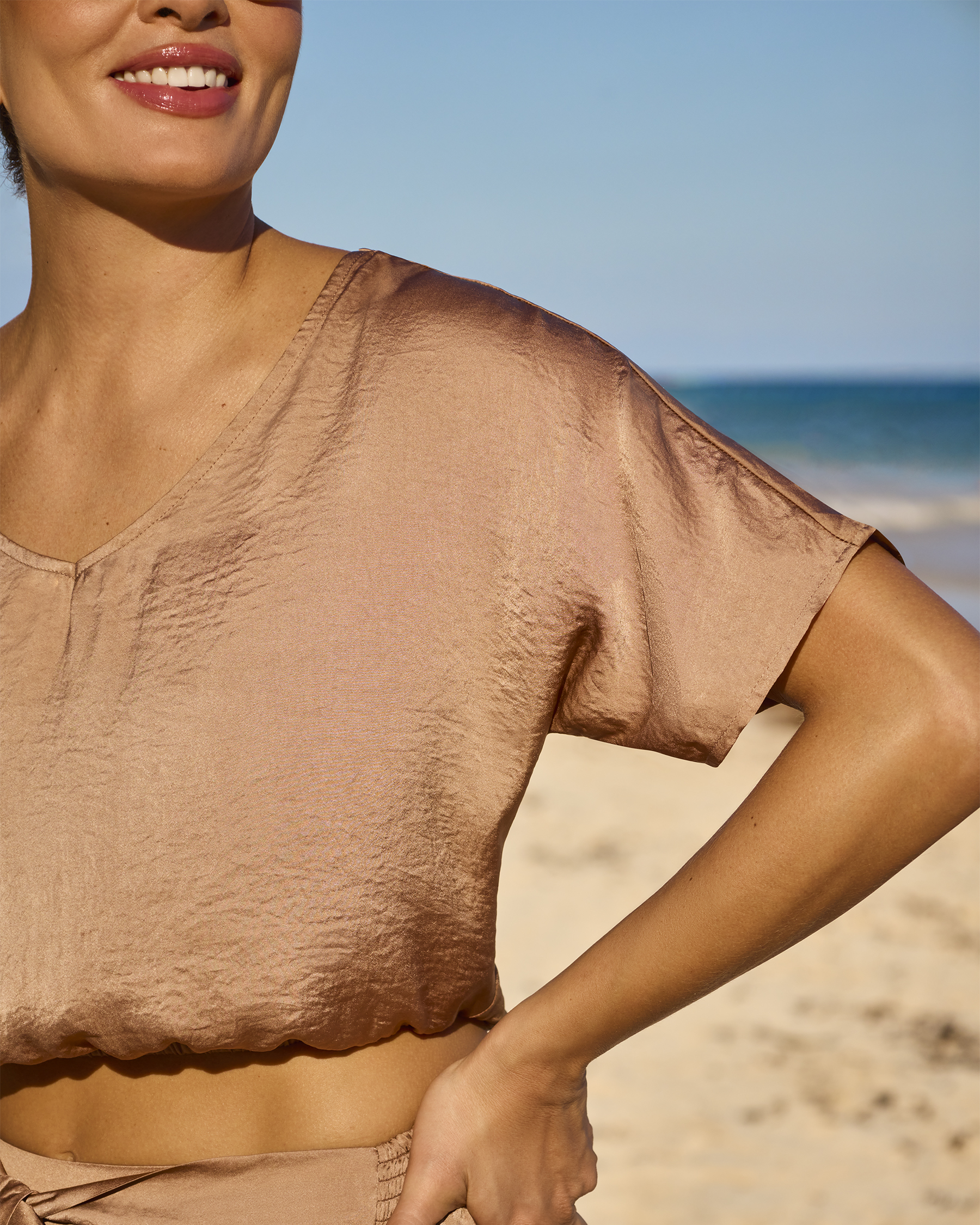 SANTEMARE Satin Top Brown 02100049 - View4