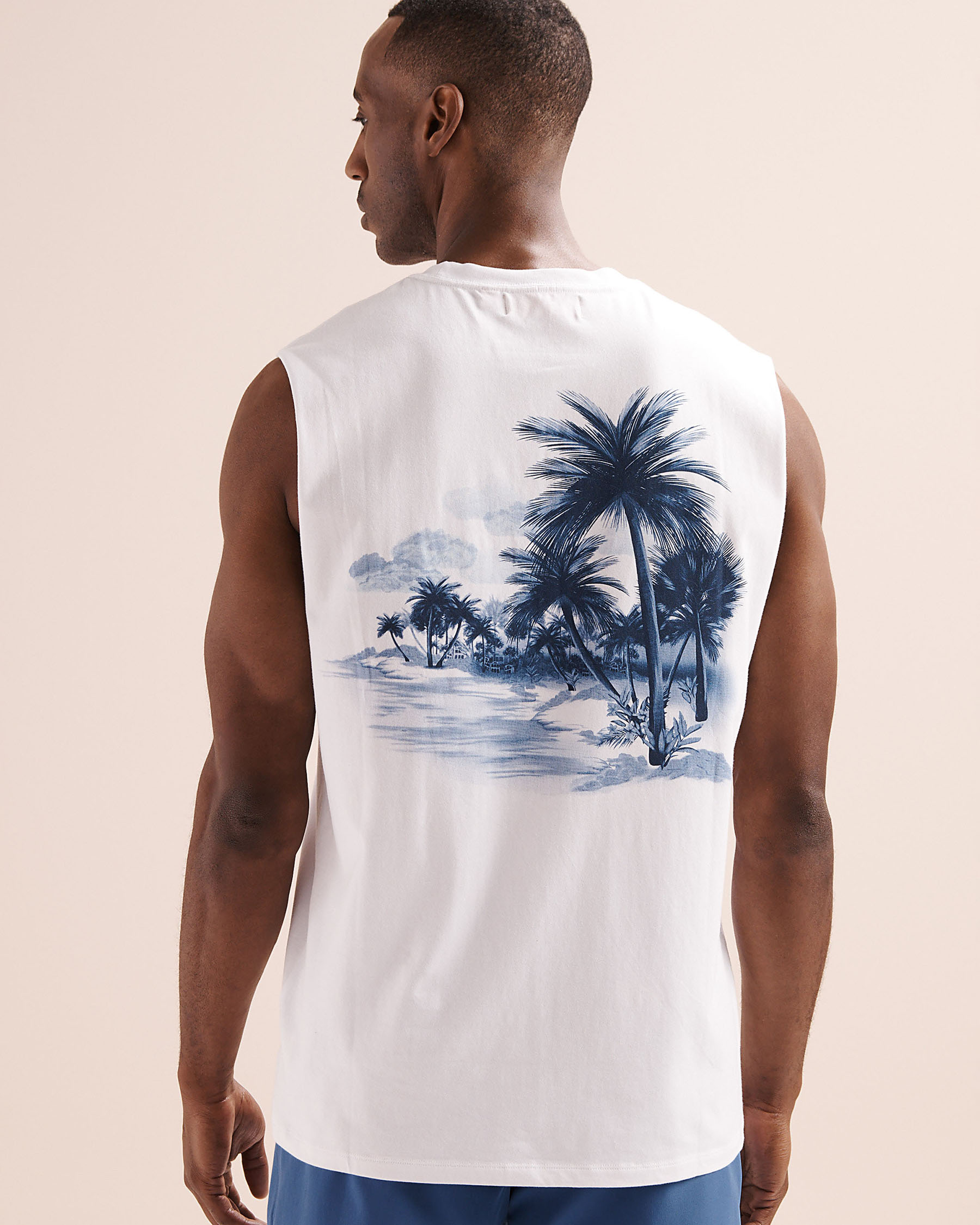 HAMABE Tropical Printed Tank Top White 04100058 - View4