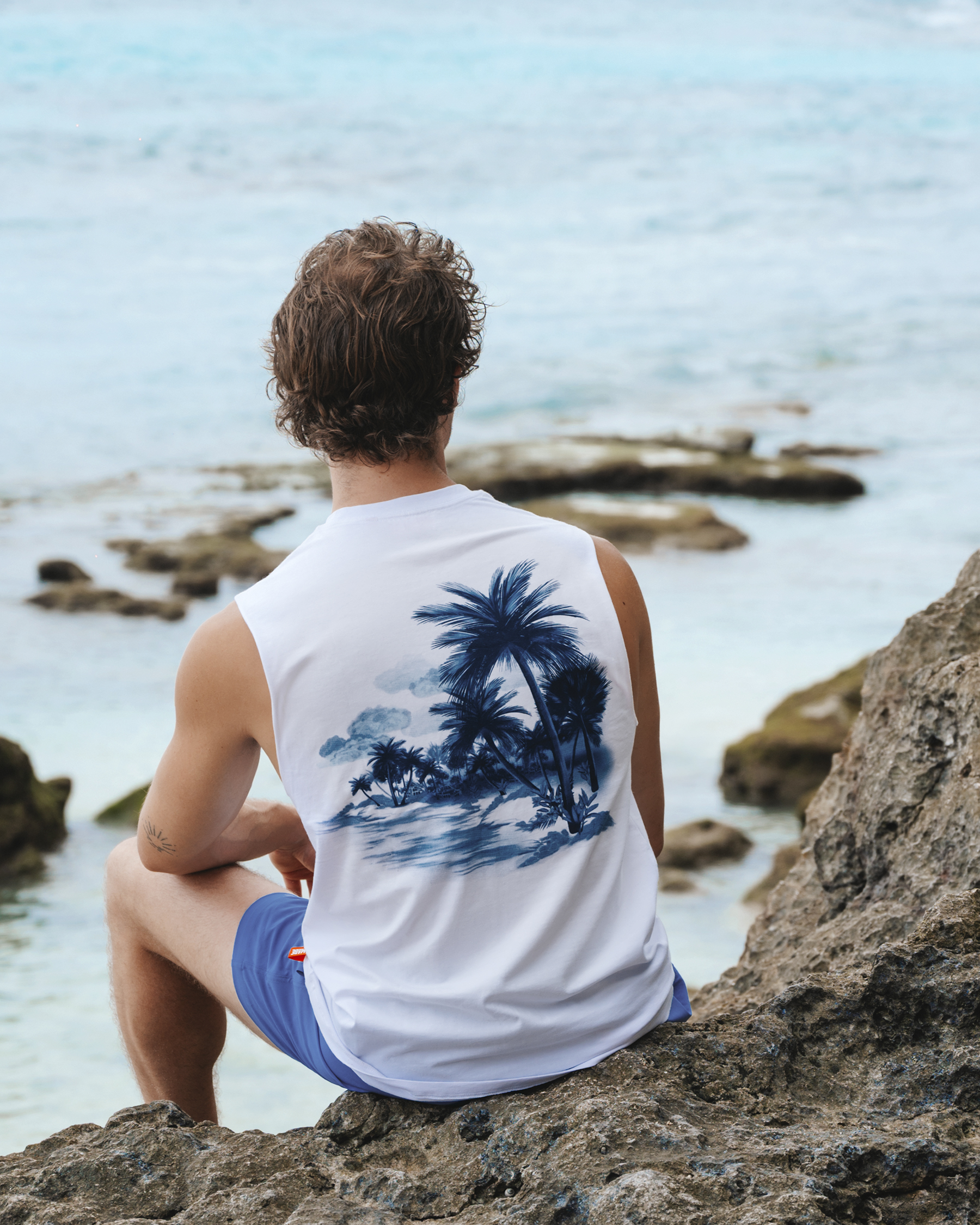 HAMABE Tropical Printed Tank Top White 04100058 - View1