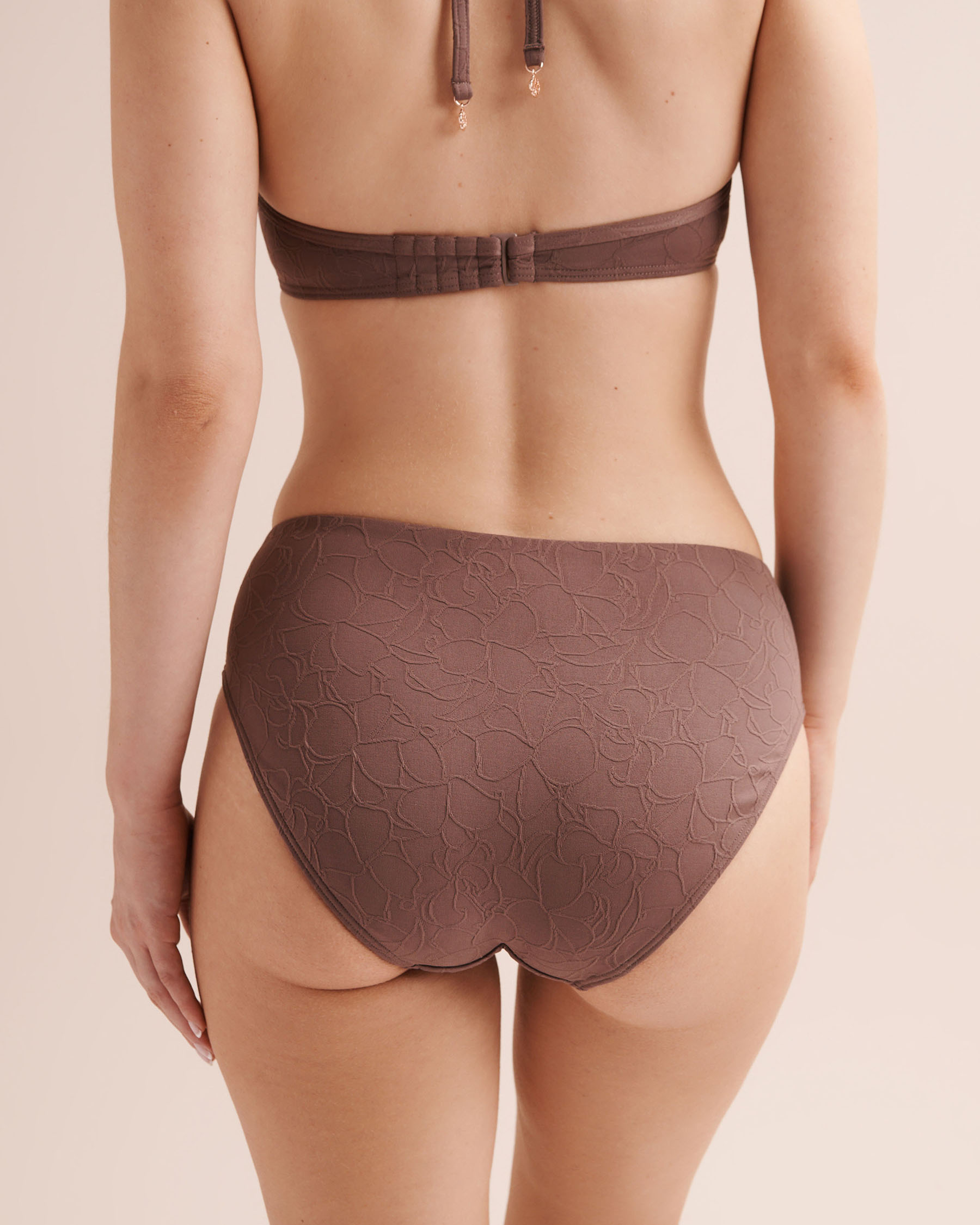 TURQUOISE COUTURE Textured Folded Tummy Control Bikini Bottom Brown 01300590 - View4