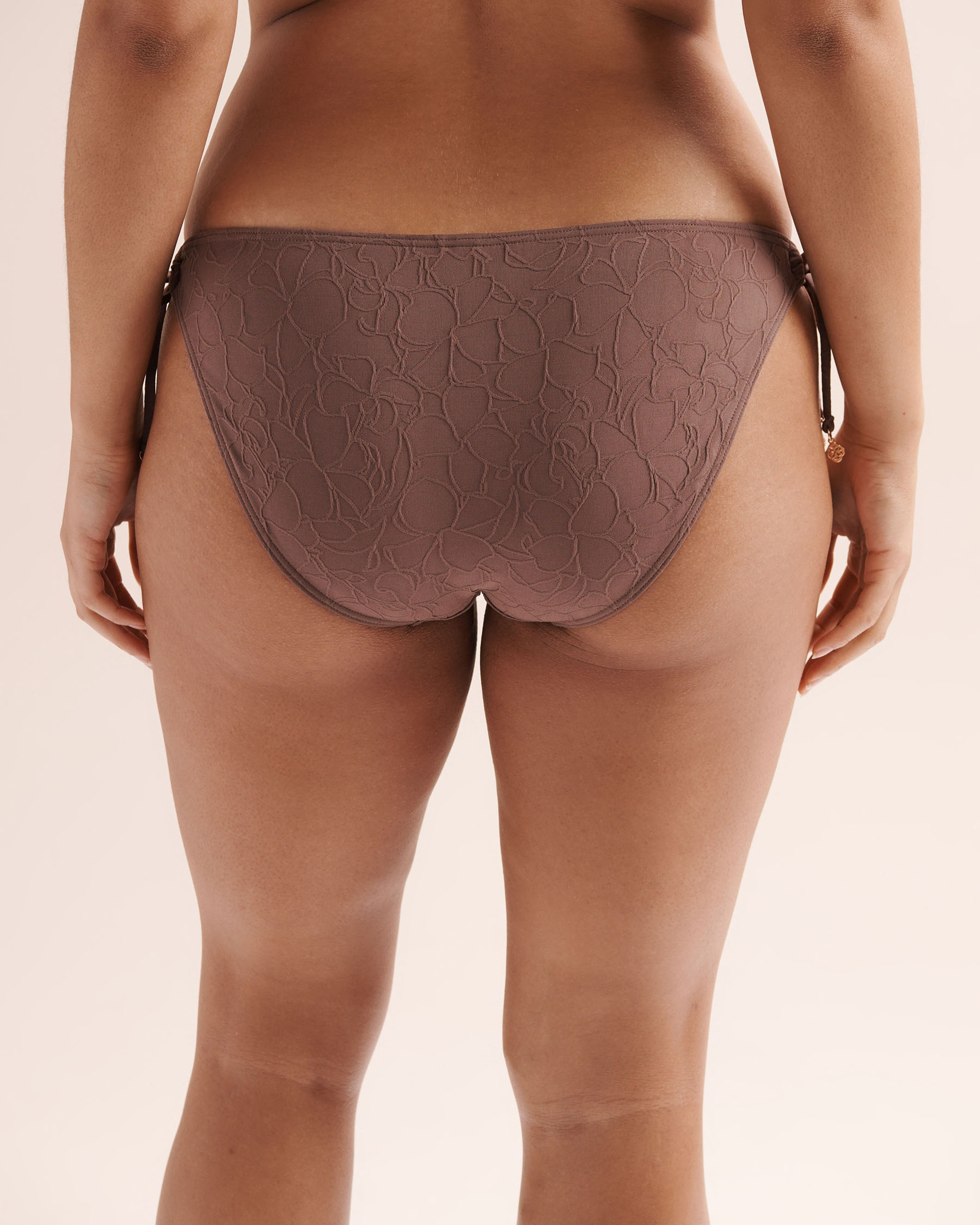 TURQUOISE COUTURE Textured Side Tie Low-Waist Bikini Bottom Brown 01300591 - View2